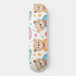 Teddy bear and flowers mini skateboard bräda 18,5 cm