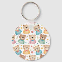 Teddy bear and flowers nyckelring