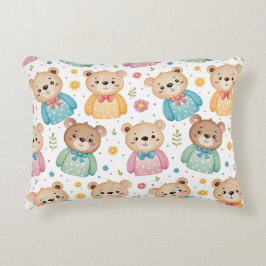 Teddy bear and flowers prydnadskudde