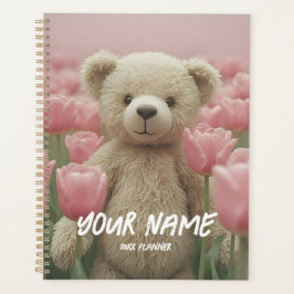 Teddy Bear and Pink Tulip Planner Gentle Planning