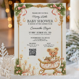 Teddy Bear and Ribbons Christmas Baby Shower Inbjudningar