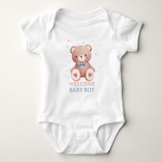 Teddy Bear Baby Bodysuit - Soft Blue Stars T Shirt