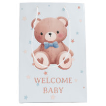 Teddy Bear Baby Boy Shower - Soft Blue Stars