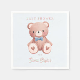 Teddy Bear Baby Boy Shower - Soft Blue Stars Pappersservett