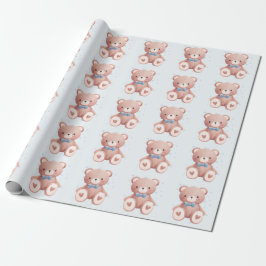 Teddy Bear Baby Boy Shower - Soft Blue Stars Presentpapper