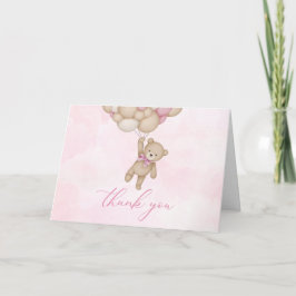 Teddy Bear Baby Pink Tack Kort