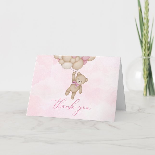Teddy Bear Baby Pink Tack Kort (Framsida)