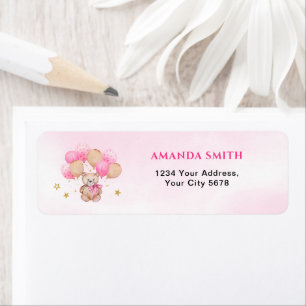 Teddy Bear Baby Shower Adress Returadress Etikett