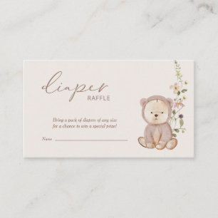 Teddy Bear Baby Shower Blöja Lotteri Tilläggskort