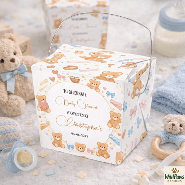 Teddy Bear Baby Shower Boy | Cute Blue Bear Presentaskar (Teddy Bear Baby Shower Boy | Cute Blue Bear Favor Boxes
)