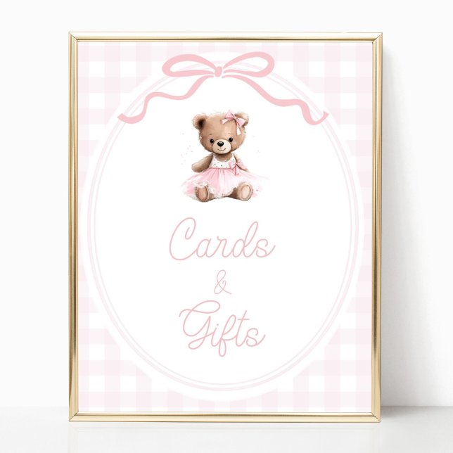 Teddy Bear Baby Shower Cards and Gifts Table Sign Poster (Skapare uppladdad)