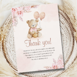 Teddy Bear Baby Shower Girl Tack Kort