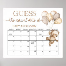 Teddy Bear Baby Shower Gissa Förlossningsdatum Kal