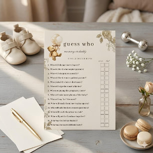 Teddy Bear Baby Shower Gissa Vem Spelet, Neutral B Inbjudningar