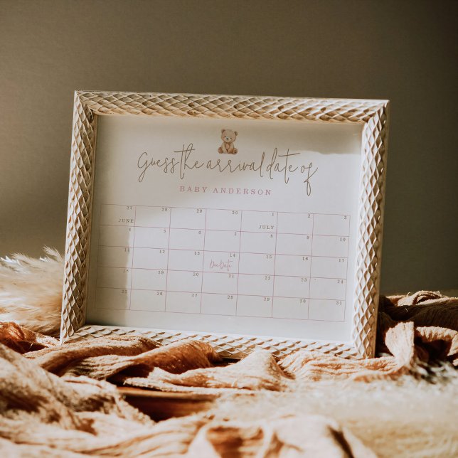 Teddy Bear Baby Shower Guess The Arrival Date Poster (Skapare uppladdad)