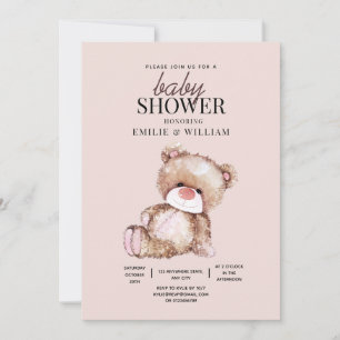 Teddy Bear Baby Shower Inbjudan Kan knappast vänta