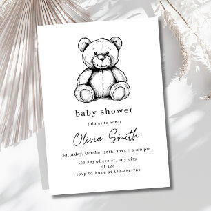 Teddy Bear Baby Shower Inbjudan, Könsneutral Inbjudningar