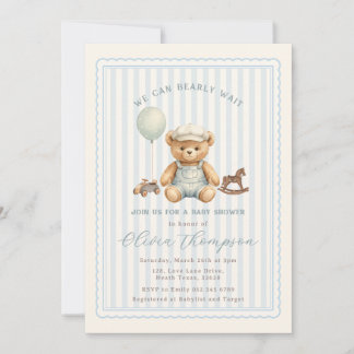 Teddy Bear Baby Shower Invitation Inbjudningar