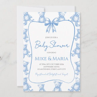 Teddy bear baby shower invitation inbjudningar