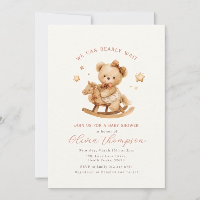 Teddy Bear Baby Shower Invitation Inbjudningar (Framsida)