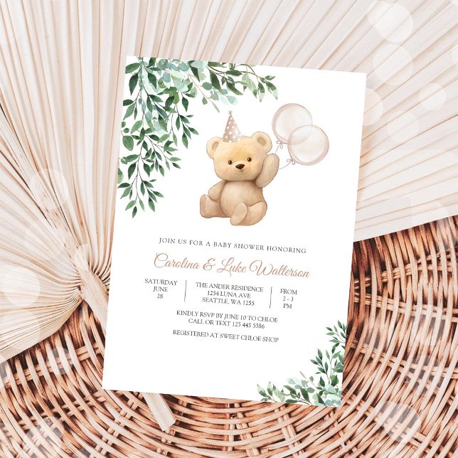 Teddy Bear Baby Shower Invitation Inbjudningar (Skapare uppladdad)
