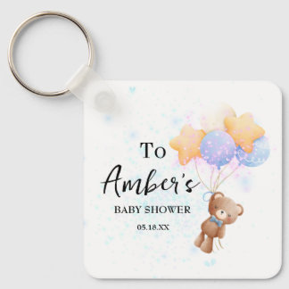 Teddy Bear Baby Shower Nyckelring
