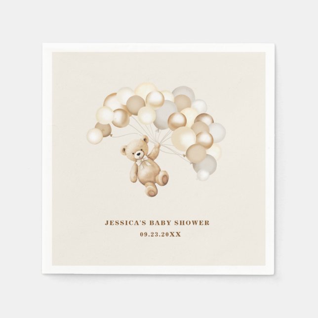 Teddy Bear Baby Shower Pappersservett (Framsidan)