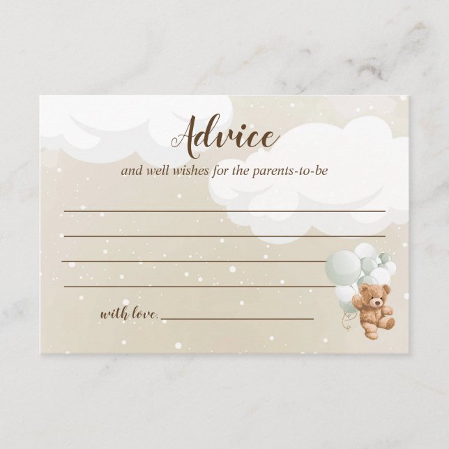 Teddy Bear Baby Shower Rådkort Tilläggskort (Framsida)