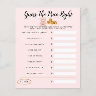 Teddy Bear Baby Shower Rosa Spel Gissa Priset