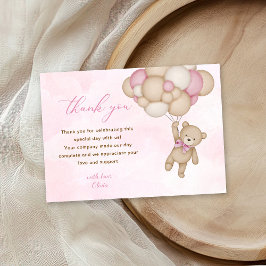 Teddy Bear Baby Shower Rosa Tack Kort