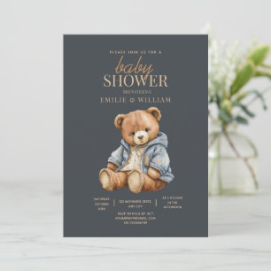 Teddy Bear Baby Shower Vi Kan Knappast Vänta Minim Inbjudningar