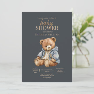 Teddy Bear Baby Shower Vi Kan Knappast Vänta Minim Inbjudningar