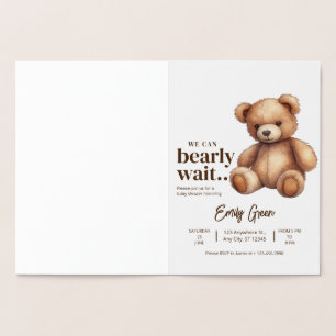 Teddy Bear Baby Shower Vi kan knappt vänta minimal Folierat Kort