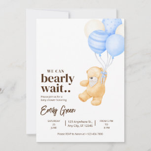 Teddy Bear Baby Shower Vi Kan Nästan Inte Vänta mi Inbjudningar