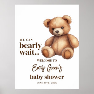Teddy Bear Baby Shower Vi Kan Nästan Inte Vänta mi Poster