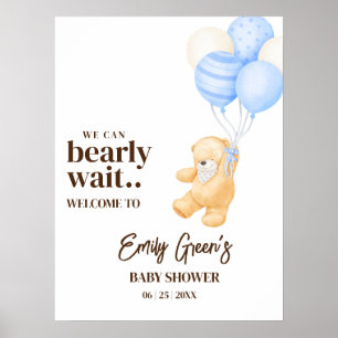Teddy Bear Baby Shower Vi Kan Nästan Inte Vänta mi Poster