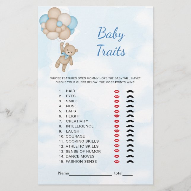 Teddy Bear Baby Traits Game (Framsida)