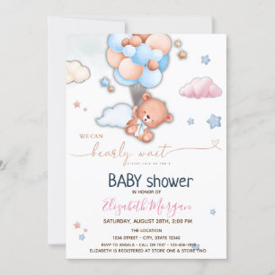 Teddy Bear Ballonger Baby Shower Inbjudningar