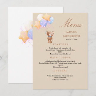 Teddy Bear Ballonger Baby Shower Meny