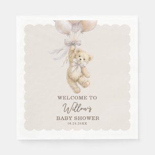 Teddy Bear Ballonger Baby Shower Servetter