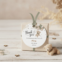Teddy Bear Balloon Baby Shower Thank You Favor Tag Gåvor Etiketter