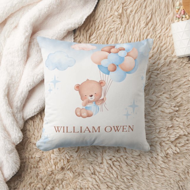 Teddy Bear Balloon Baby Shower Throw Pillow Kudde (Filt)