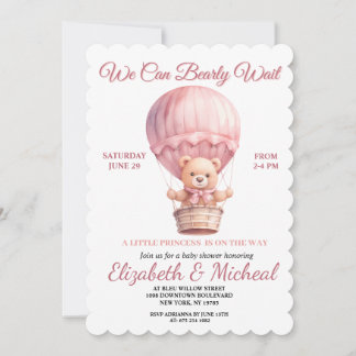 Teddy Bear Balloon Theme Baby Shower Invitation Inbjudningar