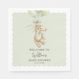 Teddy Bear Balloons Baby Shower Napkins Pappersservett