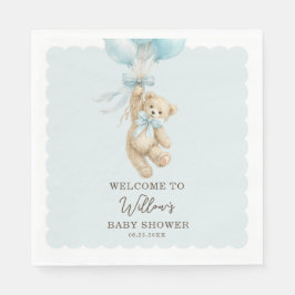 Teddy Bear Balloons Baby Shower Napkins Pappersservett