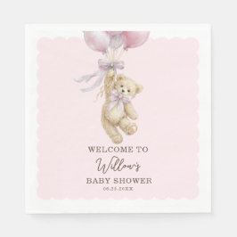 Teddy Bear Balloons Baby Shower Napkins Pappersservett