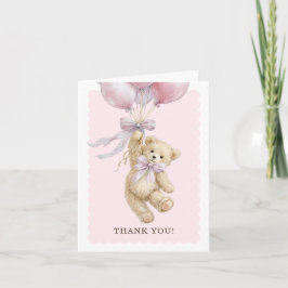 Teddy Bear Balloons Baby Shower Thank You Cards Kort