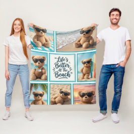 Teddy Bear Beach Blanket, Cute Bear Sunglasses  Fleecefilt