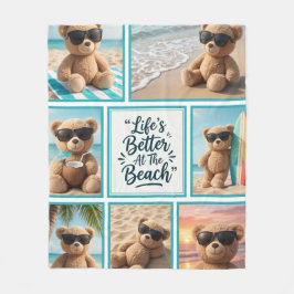 Teddy Bear Beach Blanket, Cute Bear Sunglasses  Fleecefilt