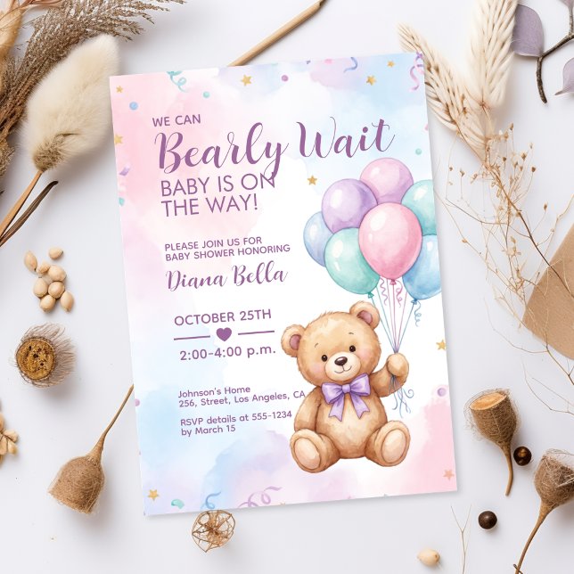 Teddy Bear Bebisdopp Inbjudan (Skapare uppladdad)